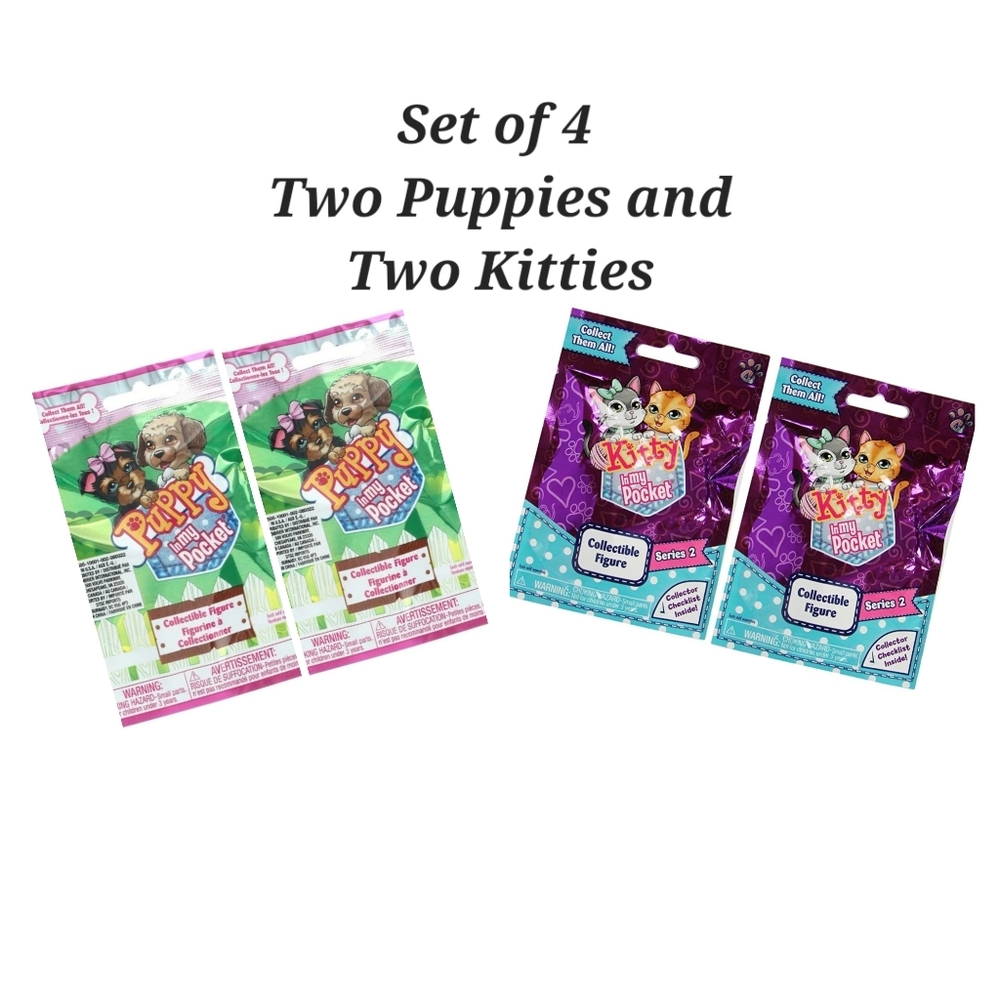 Puppy In My Pocket and Kitty In My Pocket - Set of 4